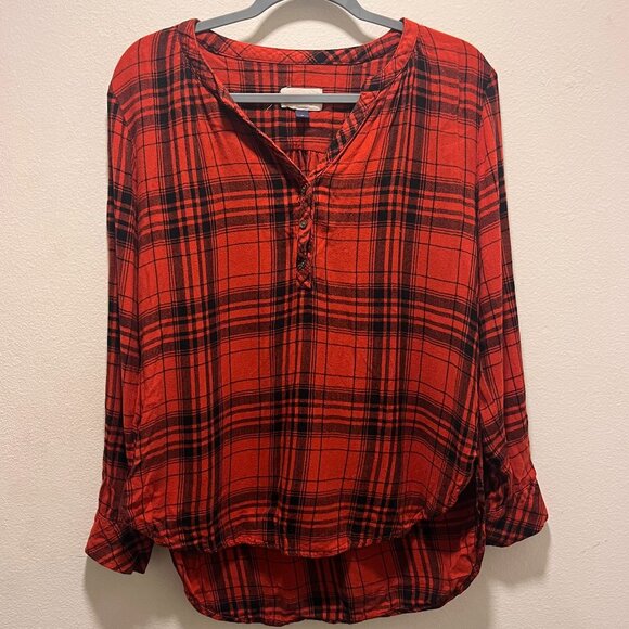 Universal Thread Women's Plaid 3/4 Button Up Top Long Sleeve Size M - Picture 1 of 6